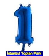 Bir rakam Numara Mavi folyo Balon İthal kaliteli 14 inc 38 cm folyo balon