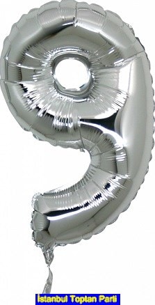 Dokuz rakam Numara gri gümüş folyo İthal kaliteli 14 inc 38 cm folyo balon
