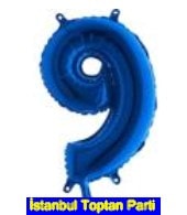 Dokuz rakam Numara Mavi folyo Balon İthal kaliteli 14 inc 38 cm folyo balon