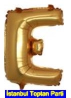 E harfi altın gold folyo balon süper kalite 14 inc 38 cm