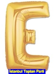 E harfi Sarı Altın Gold folyo harf balon 40 inch 100 cm