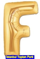 F harfi Sarı Altın Gold folyo harf balon 40 inch 100 cm