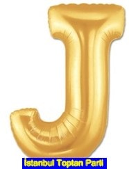 J harfi Sarı Altın Gold folyo harf balon 40 inch 100 cm