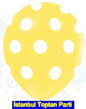 Sarı zemine beyaz Puantiyeli baskılı 12 inc balon