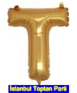 T harfi altın gold folyo balon süper kalite 14 inc 38 cm