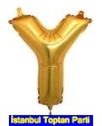 Y harfi altın gold folyo balon süper kalite 14 inc 38 cm