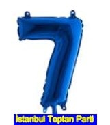 Yedi rakam Numara Mavi folyo Balon İthal kaliteli 14 inc 38 cm folyo balon